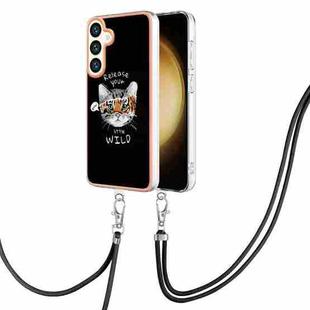 For Samsung Galaxy S24+ 5G Electroplating Dual-side IMD Phone Case with Lanyard(Natural Growth)