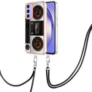 For Samsung Galaxy A15 5G Electroplating Dual-side IMD Phone Case with Lanyard(Retro Radio)