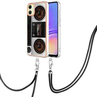 For Samsung Galaxy A05 Electroplating Dual-side IMD Phone Case with Lanyard(Retro Radio)