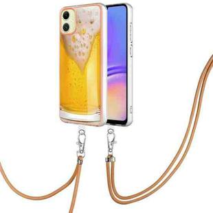 For Samsung Galaxy A05 Electroplating Dual-side IMD Phone Case with Lanyard(Draft Beer)