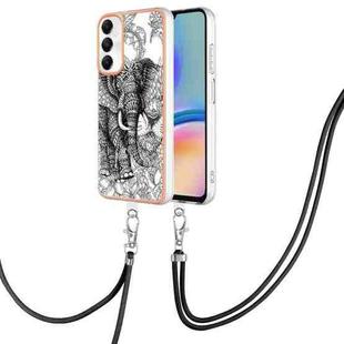 For Samsung Galaxy A05s Electroplating Dual-side IMD Phone Case with Lanyard(Totem Elephant)