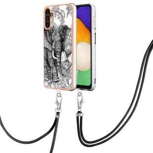 For Samsung Galaxy A35 Electroplating Dual-side IMD Phone Case with Lanyard(Totem Elephant)