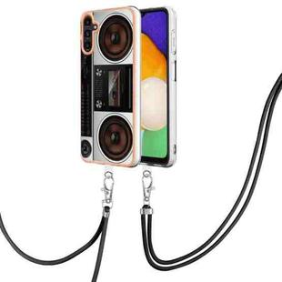 For Samsung Galaxy A55 Electroplating Dual-side IMD Phone Case with Lanyard(Retro Radio)