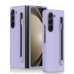 For Samsung Galaxy Z Fold5 Skin Feel PC Phone Case with Pen Slots, Not Included Pen(Purple)