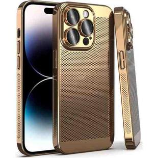For iPhone 15 Pro Fine Mesh Cooling Phone Case(Gold)