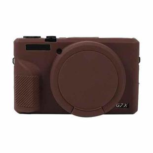For Canon PowerShot G7 X Mark III / G7X3 Soft Silicone Protective Case with Lens Cover(Coffee)
