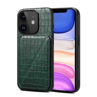 For iPhone 11 Imitation Crocodile Leather Back Phone Case with Holder(Green)