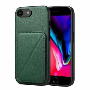For iPhone SE 2022 / 2020 / 8 / 7 Imitation Calfskin Leather Back Phone Case with Holder(Green)