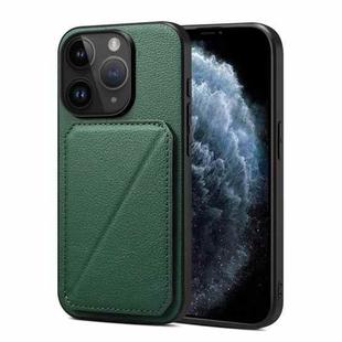 For iPhone 11 Pro Max Imitation Calfskin Leather Back Phone Case with Holder(Green)