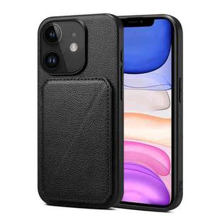 For iPhone 11 Imitation Calfskin Leather Back Phone Case with Holder(Black)