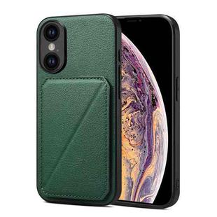 For iPhone XS Max Imitation Calfskin Leather Back Phone Case with Holder(Green)