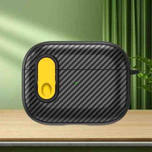 For AirPods Pro 2 Carbon Fiber Texture Wireless Earphones Case with Security Lock(Yellow)
