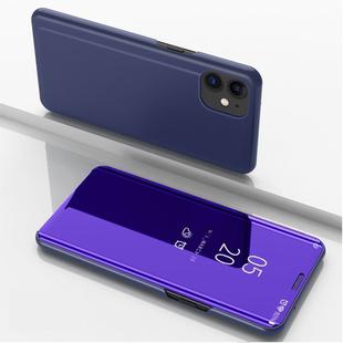 For iPhone 12 / 12 Pro Plated Mirror Horizontal Flip Leather Case with Holder(Purple Blue)