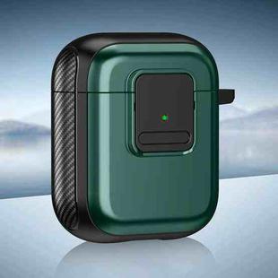 For AirPods 2 / 1 TPU + PC Wireless Earphones Case with Magnetic Switch(Green)