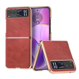 For Motorola Razr 40 Nano Electroplating Dual Color Cowhide Texture Protective Phone Case(Red)