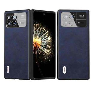 For Xiaomi Mix Fold 3 ABEEL Dual Color Cowhide Texture PU Phone Case(Blue)