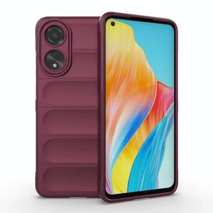 For OPPO A78 4G Global Magic Shield TPU + Flannel Phone Case(Wine Red)