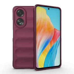 For OPPO A58 4G Global Magic Shield TPU + Flannel Phone Case(Wine Red)