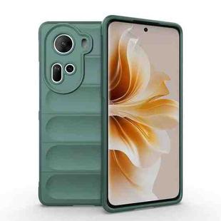 For OPPO Reno11 5G Global Magic Shield TPU + Flannel Phone Case(Dark Green)