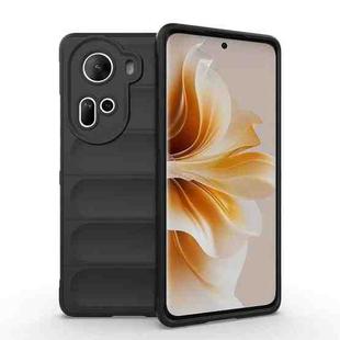 For OPPO Reno11 5G Global Magic Shield TPU + Flannel Phone Case(Black)