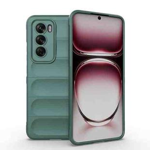 For OPPO Reno12 Global Magic Shield TPU + Flannel Phone Case(Dark Green)