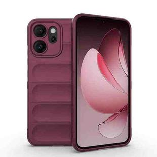 For OPPO Reno14 5G Global Magic Shield TPU + Flannel Phone Case(Wine Red)