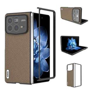 For Xiaomi Mix Fold 4 ABEEL Genuine Leather Litchi Texture Phone Case(Grey)