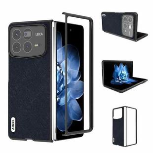 For Xiaomi Mix Fold 4 ABEEL Cross Texture Genuine Leather Phone Case(Blue)