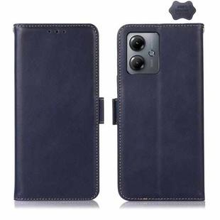 For Motorola Moto G14 4G Magnetic Crazy Horse Texture Genuine Leather RFID Phone Case(Blue)