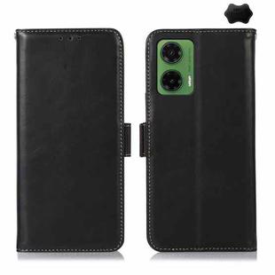 For Motorola Moto G35 Magnetic Crazy Horse Texture Genuine Leather Phone Case(Black)