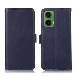 For Motorola Moto G35 Magnetic Crazy Horse Texture Genuine Leather Phone Case(Blue)