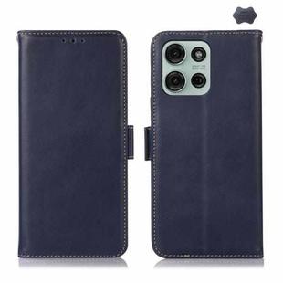 For Motorola Moto G75 5G Magnetic Crazy Horse Texture Genuine Leather Phone Case(Blue)