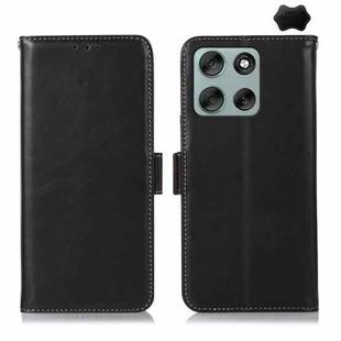 For Motorola Moto G56 5G Magnetic Crazy Horse Texture Genuine Leather Phone Case(Black)