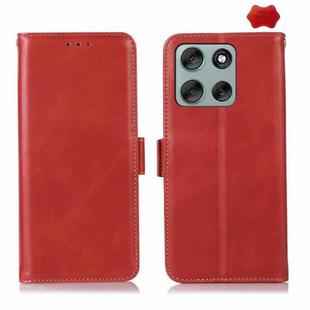 For Motorola Moto G56 5G Magnetic Crazy Horse Texture Genuine Leather Phone Case(Red)