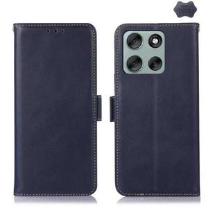 For Motorola Moto G56 5G Magnetic Crazy Horse Texture Genuine Leather Phone Case(Blue)