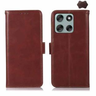 For Motorola Moto G56 5G Magnetic Crazy Horse Texture Genuine Leather Phone Case(Brown)