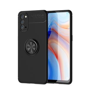 For OPPO Reno4 Lenuo Shockproof TPU Protective Case with Invisible Holder(Black)