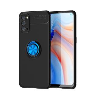 For OPPO Reno4 Lenuo Shockproof TPU Protective Case with Invisible Holder(Black Blue)