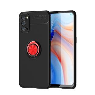 For OPPO Reno4 Lenuo Shockproof TPU Protective Case with Invisible Holder(Black Red)