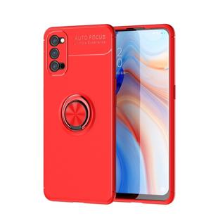 For OPPO Reno4 Lenuo Shockproof TPU Protective Case with Invisible Holder(Red)