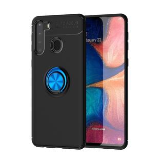 For Samsung Galaxy A21 Lenuo Shockproof TPU Protective Case with Invisible Holder(Black Blue)