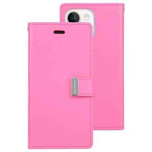 For iPhone 15 GOOSPERY RICH DIARY Crazy Horse Texture Leather Phone Case(Rose Red)