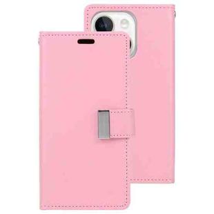 For iPhone 15 GOOSPERY RICH DIARY Crazy Horse Texture Leather Phone Case(Pink)