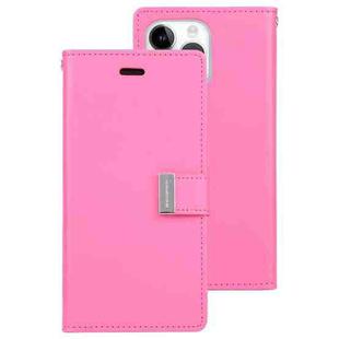 For iPhone 15 Pro Max GOOSPERY RICH DIARY Crazy Horse Texture Leather Phone Case(Rose Red)