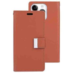For iPhone 15 Pro Max GOOSPERY RICH DIARY Crazy Horse Texture Leather Phone Case(Brown)