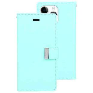 For iPhone 15 Pro Max GOOSPERY RICH DIARY Crazy Horse Texture Leather Phone Case(Mint Green)