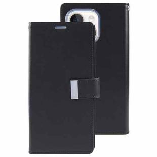 For iPhone 15 Plus GOOSPERY RICH DIARY Crazy Horse Texture Leather Phone Case(Black)