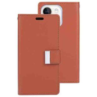 For iPhone 15 Plus GOOSPERY RICH DIARY Crazy Horse Texture Leather Phone Case(Brown)