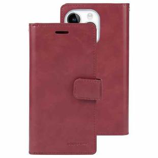 For iPhone 15 Pro Max GOOSPERY MANSOOR DIARY 9 Card Slots Leather Phone Case(Wine Red)