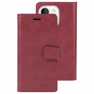 For iPhone 15 GOOSPERY MANSOOR DIARY 9 Card Slots Leather Phone Case(Wine Red)